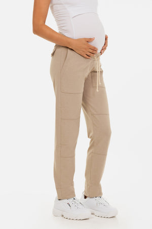Sportowe spodnie ciążowe – beżowe