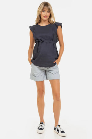 Bawełniane spodnie ciążowe - jasnoniebieskie