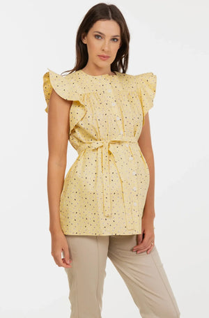 Bawełniana bluzka ciążowa i do karmienia z rękawkami motylkowymi