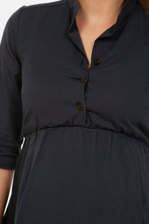 Bawełniana koszula ciążowa i do karmienia - ciemnoniebieska