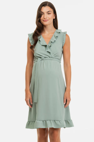 Sukienka z falbanami ciążowa i do karmienia - zielona