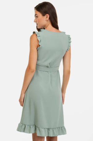 Sukienka z falbanami ciążowa i do karmienia - zielona