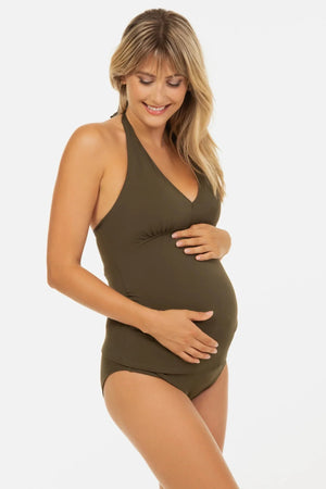 Dwuczęściowy strój kąpielowy ciążowy - khaki