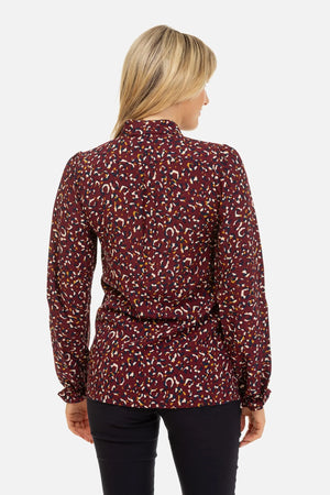 Kolorowa koszula ciążowa i do karmienia z kołnierzykiem i kokardą