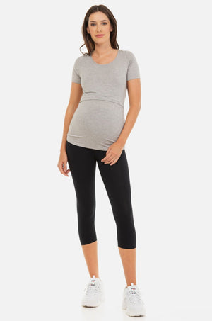 Granatowe ciążowe legginsy 3/4