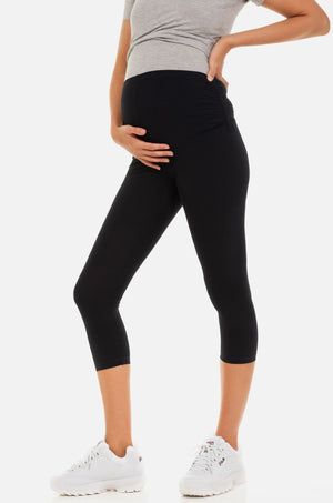 Granatowe ciążowe legginsy 3/4