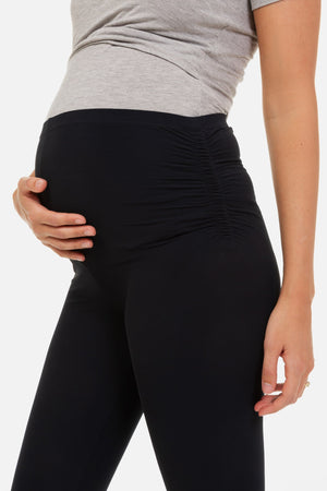 Granatowe ciążowe legginsy 3/4