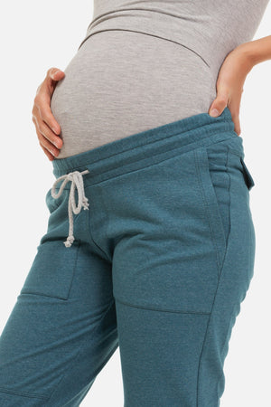 Sportowe spodnie ciążowe – petrol