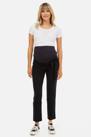 Spodnie ciążowe typu „paper bag” – granatowe