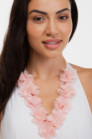 Biały jednoczęściowy strój kąpielowy ciążowy z szifonowymi kwiatami