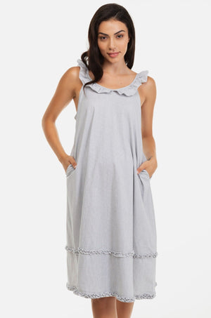 Bawełniana sukienka ciążowa z falbanami