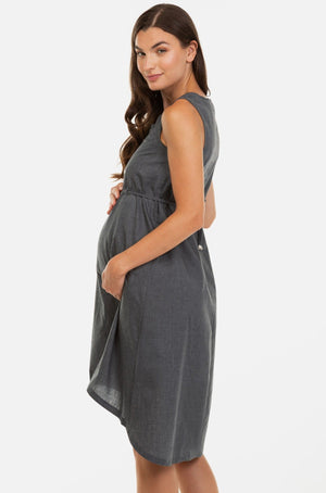 Bawełniana asymetryczna sukienka ciążowa i do karmienia