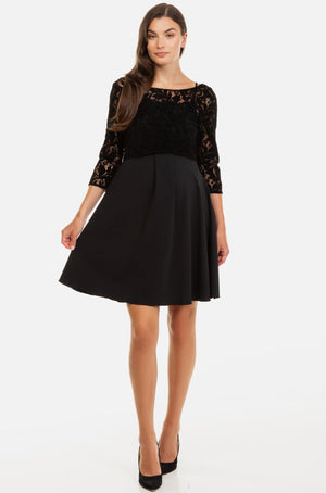 Czarna sukienka ciążowa i do karmienia z koronkową górą