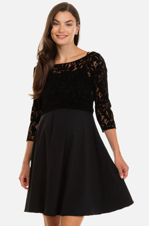 Czarna sukienka ciążowa i do karmienia z koronkową górą
