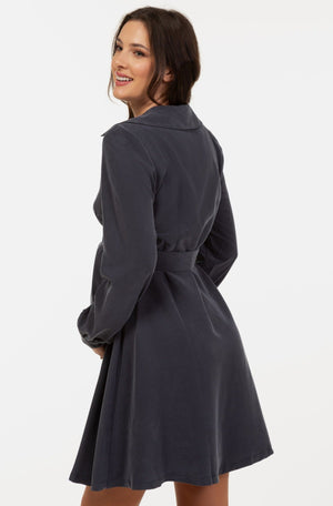 Sukienka ciążowa i do karmienia z kołnierzykiem – szara