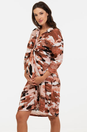 Sukienka koszulowa ciążowa i do karmienia – terakota