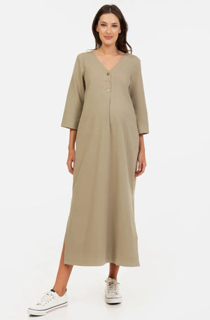 Sukienka midi ciążowa i do karmienia - khaki