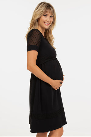 Sukienka ciążowa i do karmienia z rękawami w kropki