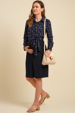 Sukienka ciążowa i do karmienia z wzorzystą górą