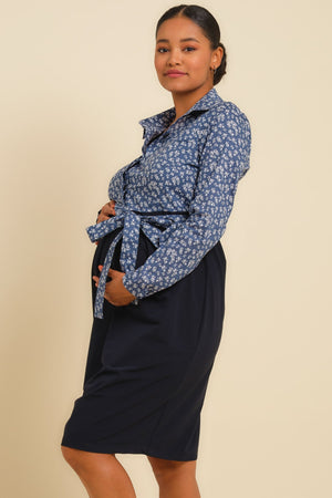 Sukienka ciążowa i do karmienia z dżinsową górą