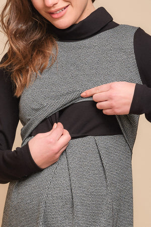 Sukienka ciążowa i do karmienia we wzór z golfem