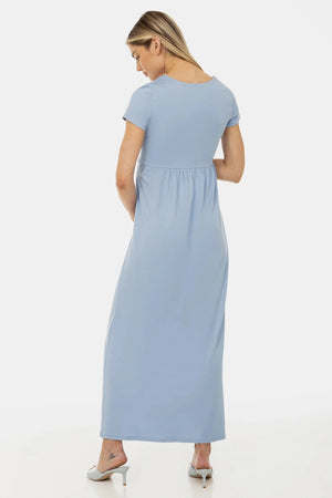 Sukienka ciążowa i do karmienia z ozdobnym paskiem – niebieska jak niebo