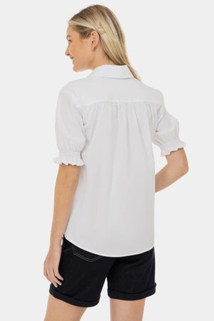 Bawełniana koszula ciążowa i do karmienia z bufiastymi rękawami