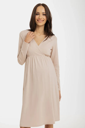 Koszula nocna ciążowa i do karmienia – kremowa