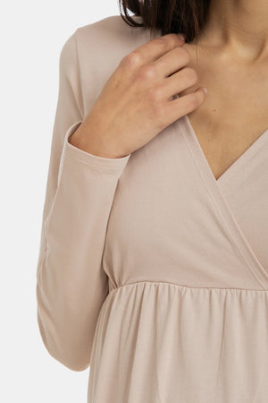 Koszula nocna ciążowa i do karmienia – kremowa