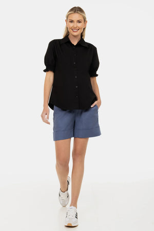 Bawełniana koszula ciążowa i do karmienia z bufiastymi rękawami