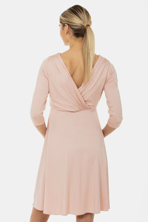 Elegancka sukienka ciążowa i do karmienia – pudrowy róż