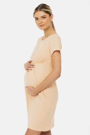 Miękka koszula nocna ciążowa i do karmienia – brzoskwiniowa