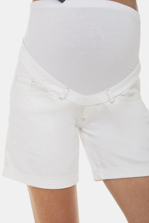 Białe jeansowe krótkie spodnie ciążowe