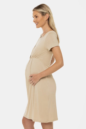 Koszula nocna ciążowa i do karmienia – jasny beż