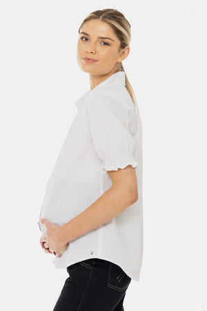 Bawełniana koszula ciążowa i do karmienia z bufiastymi rękawami