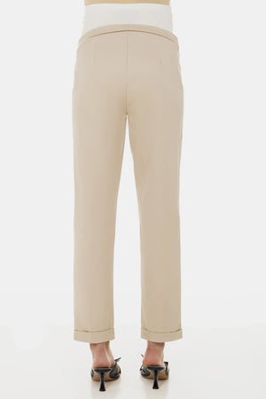 Bawełniane elastyczne spodnie ciążowe – beżowe