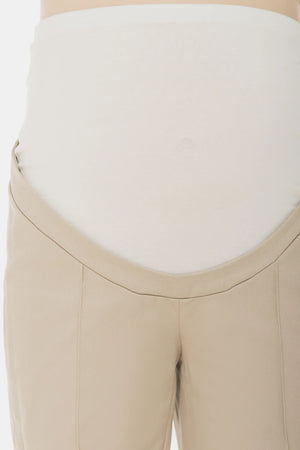 Bawełniane elastyczne spodnie ciążowe – beżowe