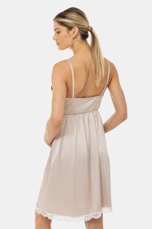 Satynowa koszula nocna ciążowa i do karmienia z koronką