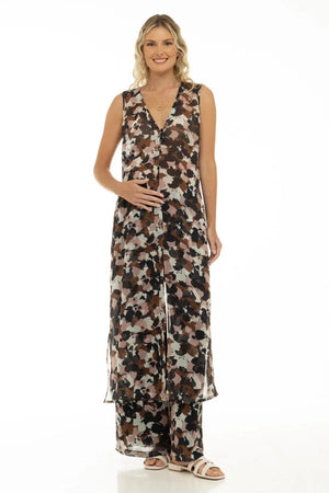 Ciążowy kaftan z szyfonu w kwiaty