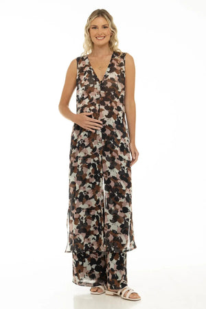 Ciążowy kaftan z szyfonu w kwiaty