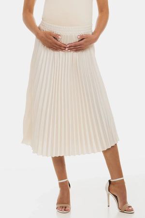 Plisowana satynowa spódnica ciążowa - kremowa