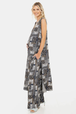 Plażowy ciążowy kaftan z geometrycznym wzorem