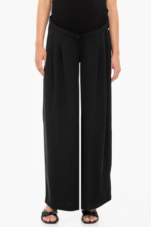 Eleganckie czarne spodnie ciążowe z zakładkami