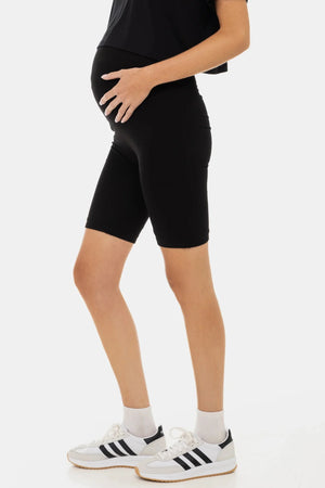 Miękki, podwójny leggins ciążowy – bezszwowy design - czarny