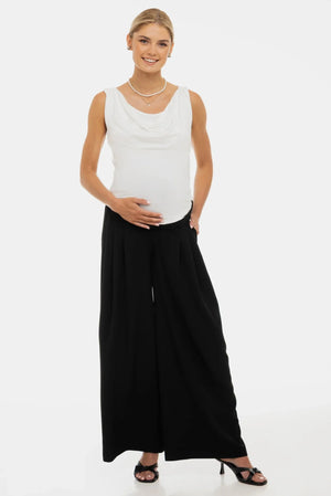 Top ciążowy i do karmienia z drapowanym dekoltem – ecru