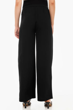 Eleganckie czarne spodnie ciążowe z zakładkami