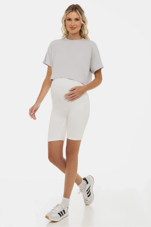 Miękki, podwójny legginsy ciążowe – bezszwowy design - ecru
