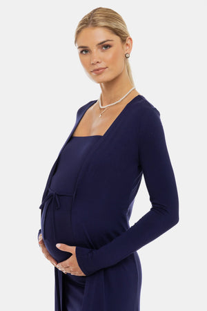 Zestaw sukienka ciążowa i kardigan - granatowy