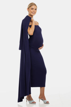 Zestaw sukienka ciążowa i kardigan - granatowy