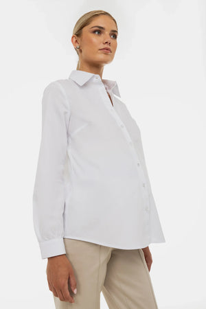 Bawełniana koszula 2 w 1 ciążowa i do karmienia – biała